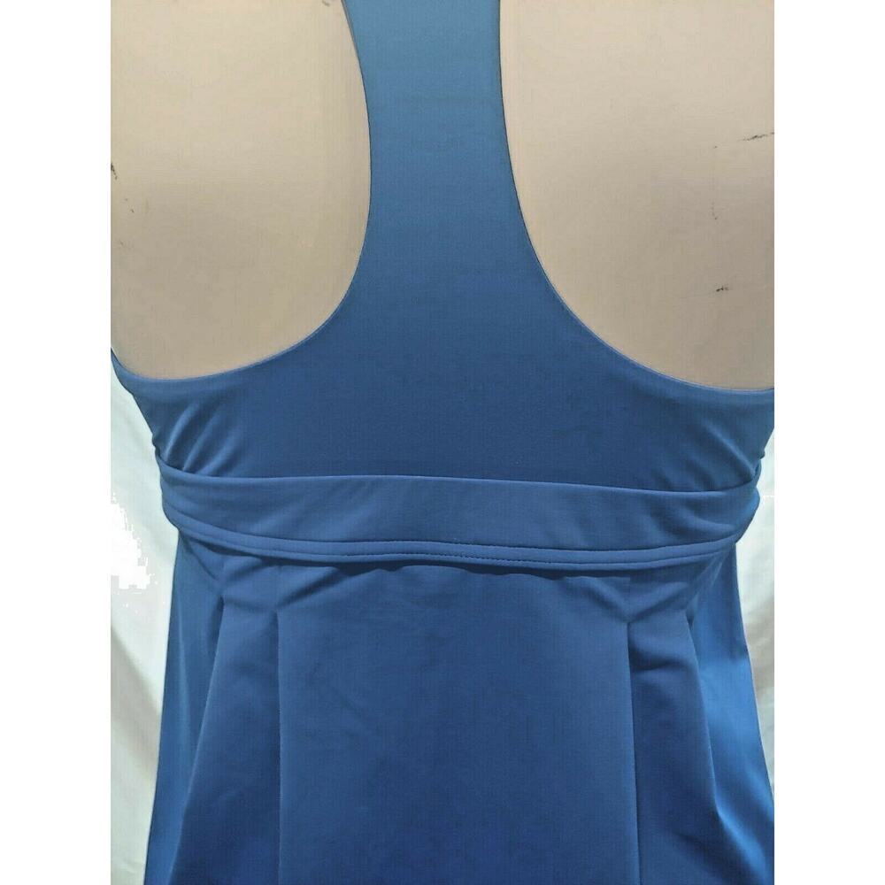 New Land's End Swing Pleated Tankini Top Electric Blue Swim Racerback Size 2 - Picture 6 of 7